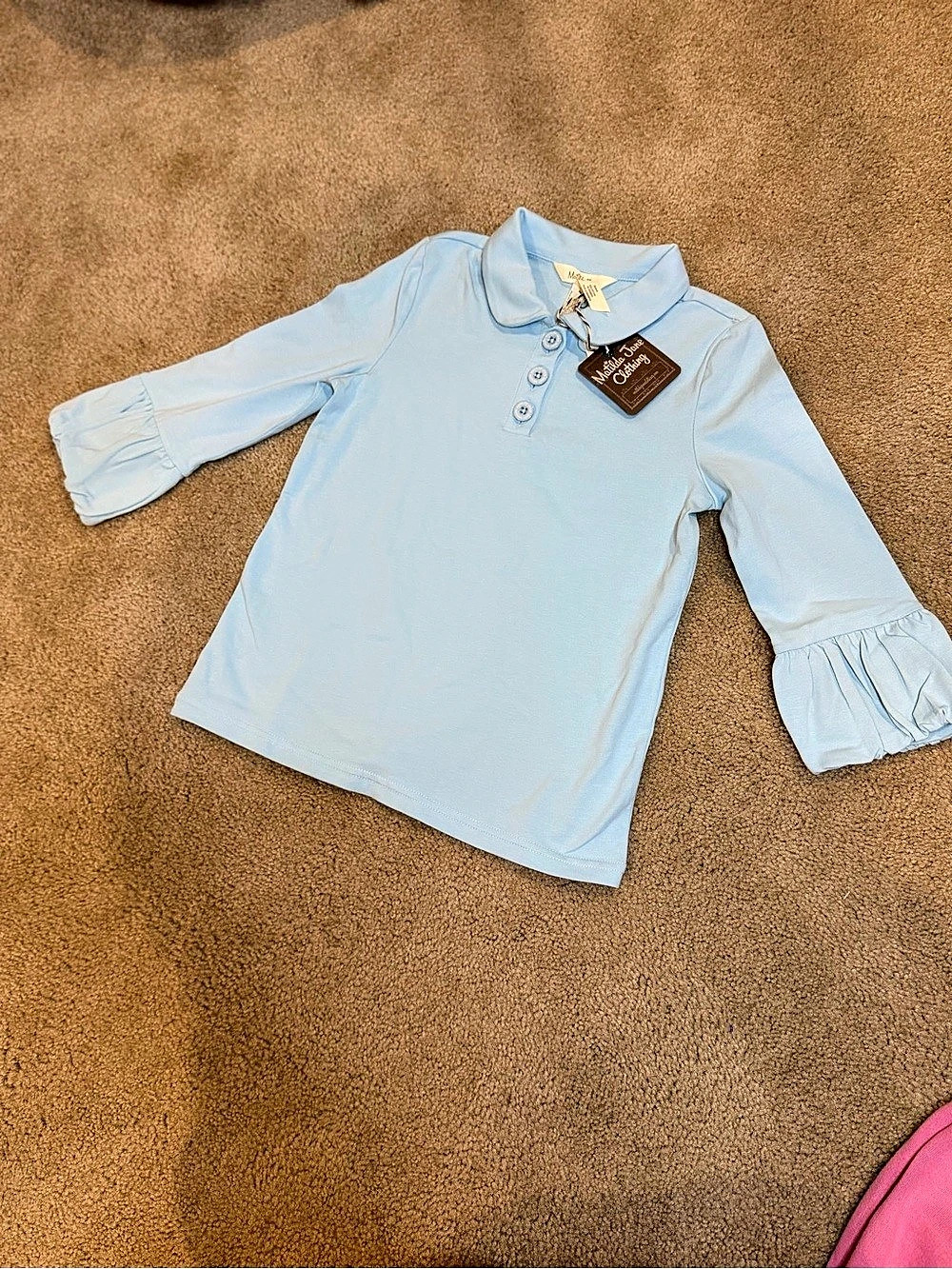 Matilda Jane NWT Light Blue Ruffle Sleeve Collared Top
